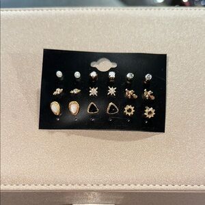 Gold and Silver Stud Earring Set